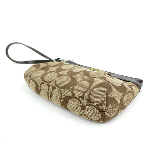 Coach Signature Khaki Brown Wristlet - Picture 5 of 12